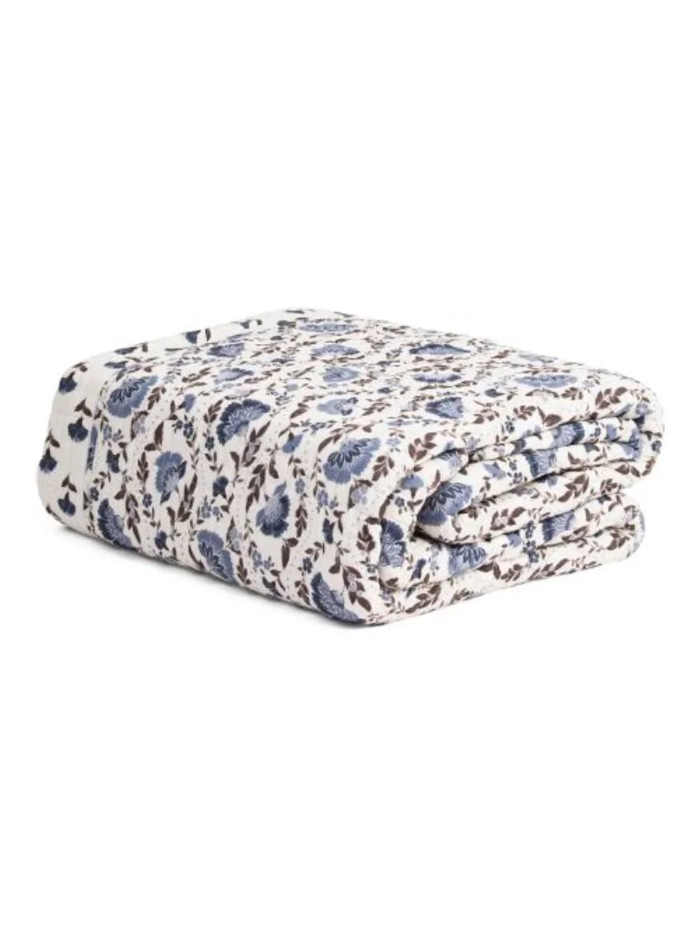 RACHEL ZOE Blue Floral Cotton Reversible Quilt Set